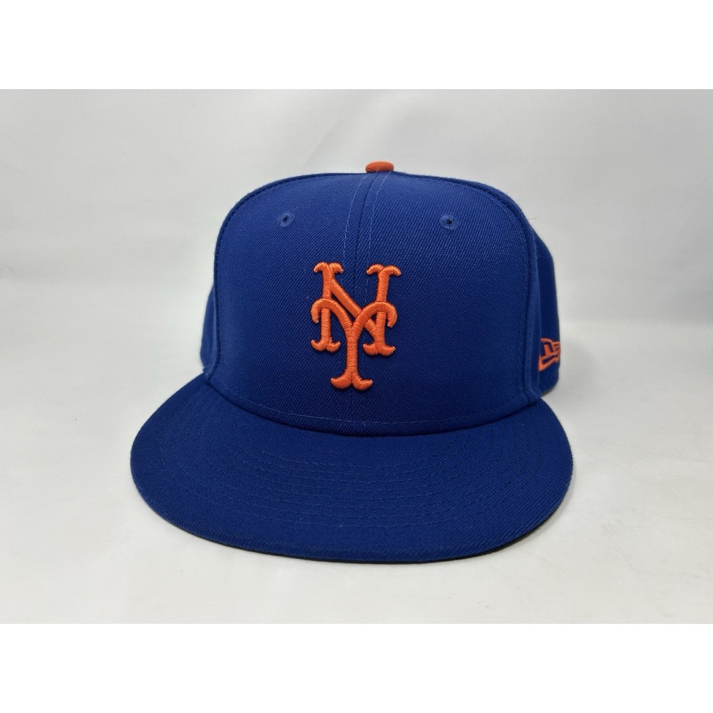 MLB New York Mets NY 59FIFTY Men's Fitted New Era Cap Blue Orange Size 7 1/2
